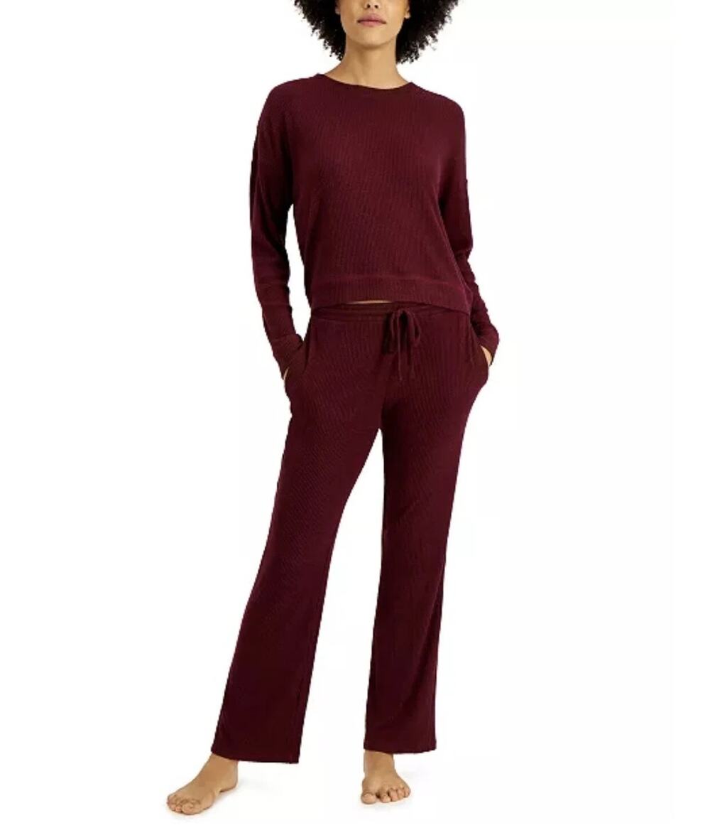 ALFANi Ribbed Wide Leg Pajama Set, Size M